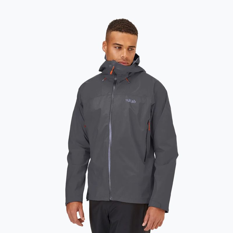 Rab Downpour Plus 2.0 vyriška striukė nuo lietaus pilka QWG-78-GRH