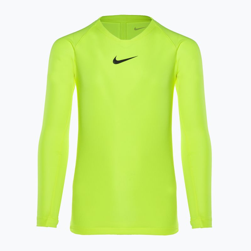 Vaikiški termoaktyvūs marškinėliai ilgomis rankovėmis Nike Dri-FIT Park First Layer volt/black