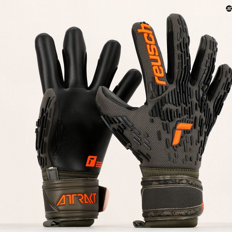 Reusch Attrakt Freegel sidabrinės žaliai oranžinės vartininko pirštinės 5370035-5555 10