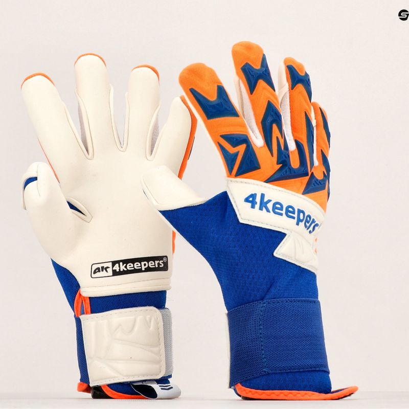 4keepers Equip Puesta NC Jr vaikiškos vartininko pirštinės mėlynos/oranžinės 8