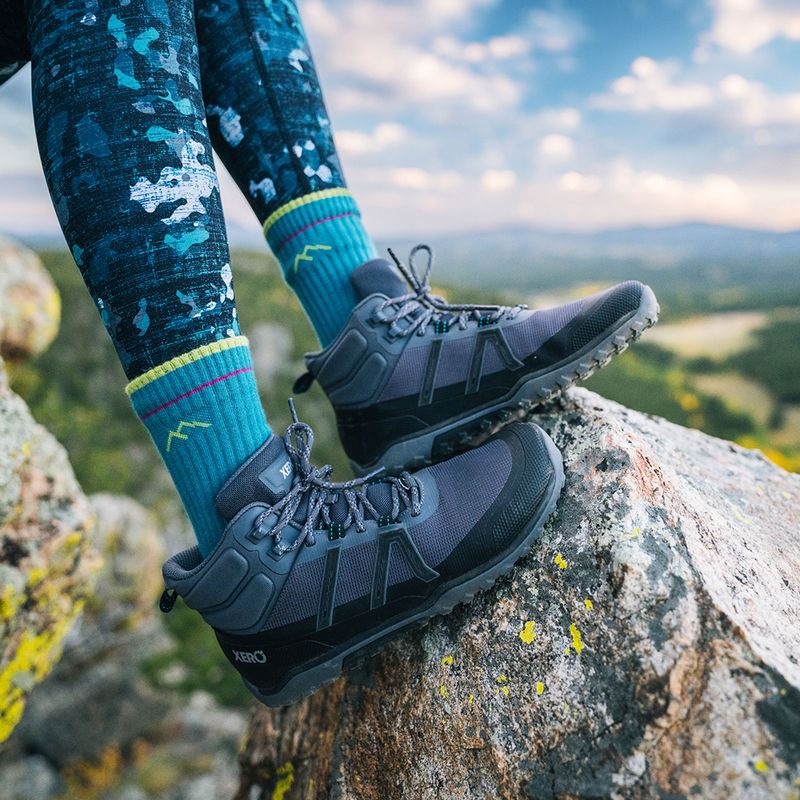 Moteriški barefoot batai Xero Shoes Scrambler Trail Mid Asphalt/Black 7