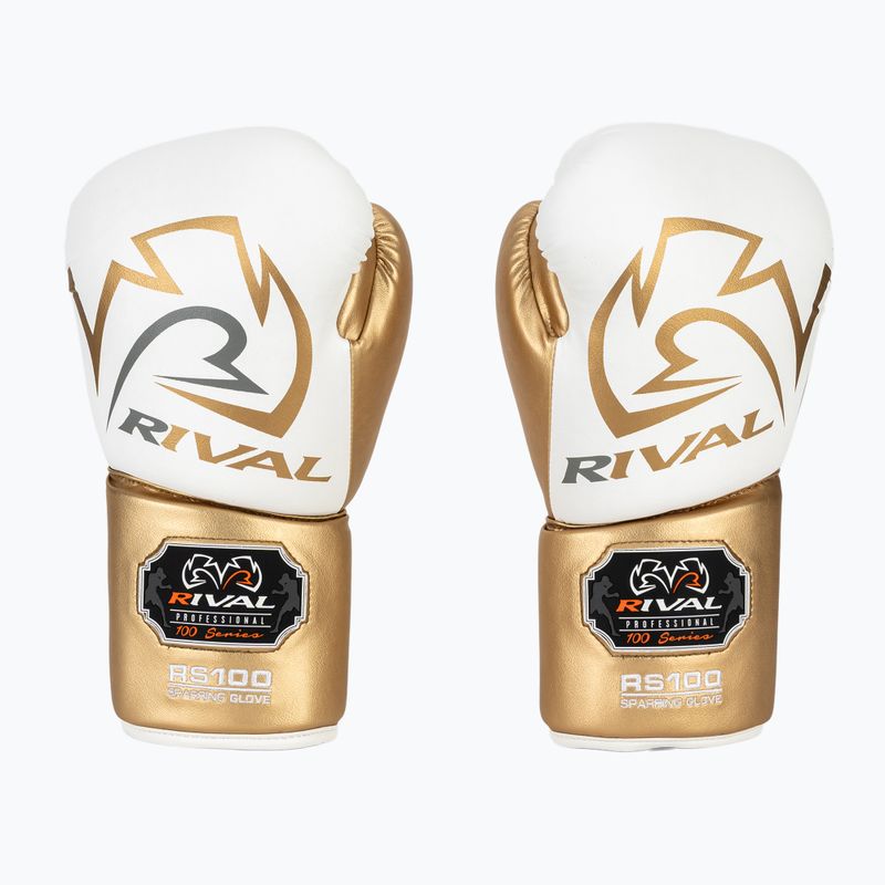 Bokso pirštinės Rival RS100 Professional white/gold 2