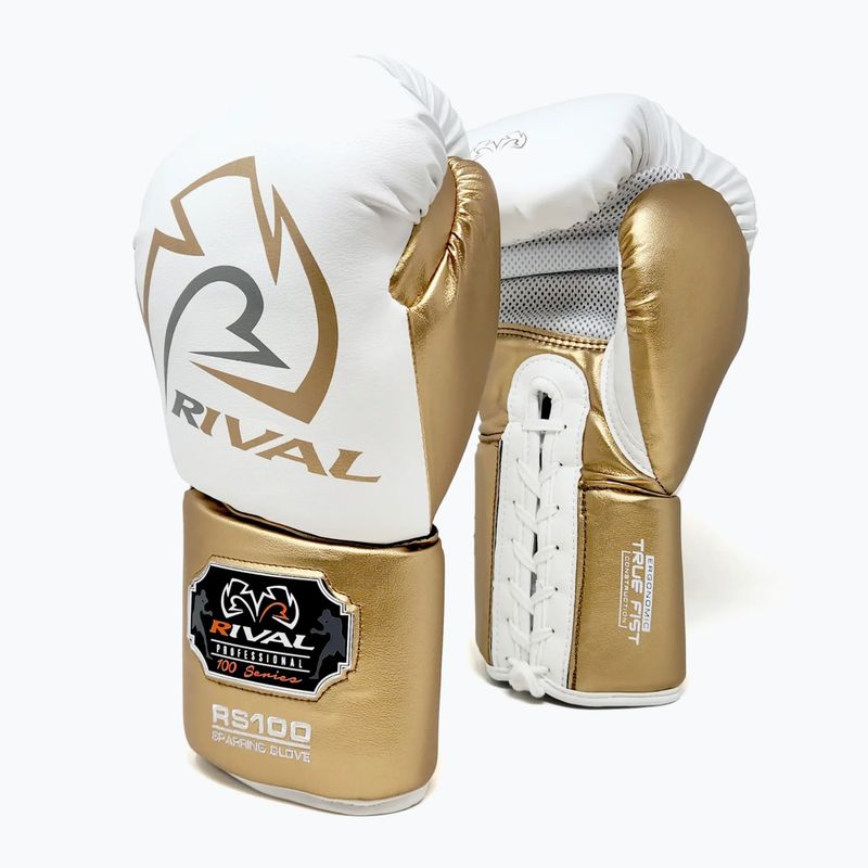 Bokso pirštinės Rival RS100 Professional white/gold 2