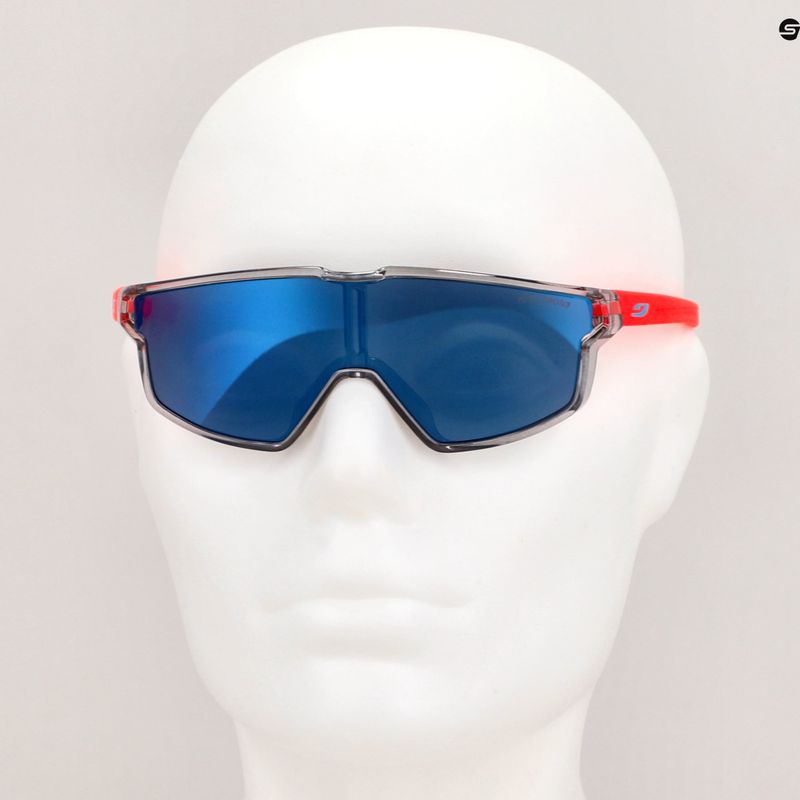 Julbo Fury Mini Spectron 3 blizgūs permatomi permatomi pilki/matiniai fluo oranžiniai vaikiški dviratininko akiniai 10