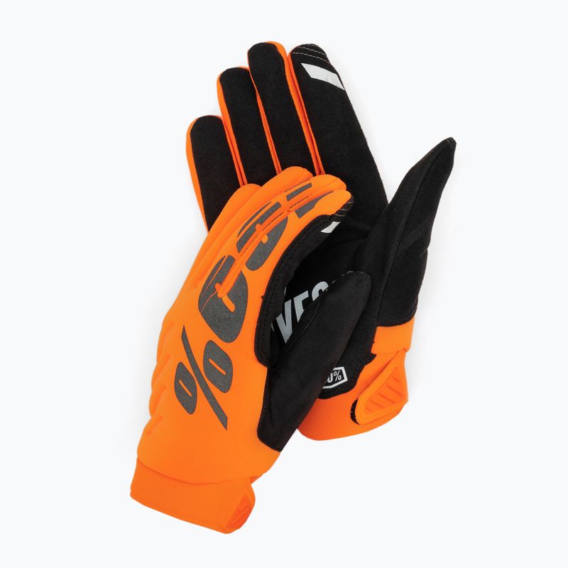 Vyriškos dviratininkų pirštinės 100% Brisker fluo orange/black