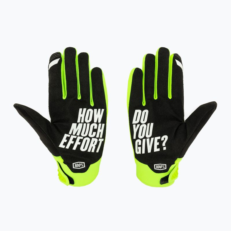 Vyriškos dviratininkų pirštinės 100% Brisker fluo yellow/black 2