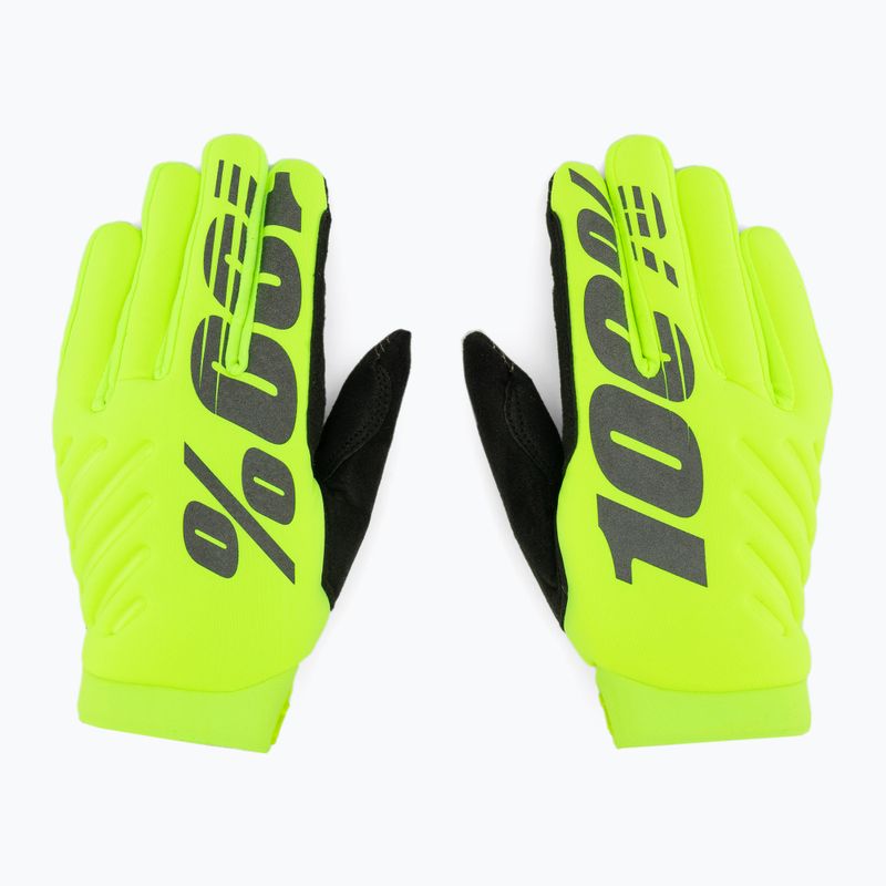 Vyriškos dviratininkų pirštinės 100% Brisker fluo yellow/black 3
