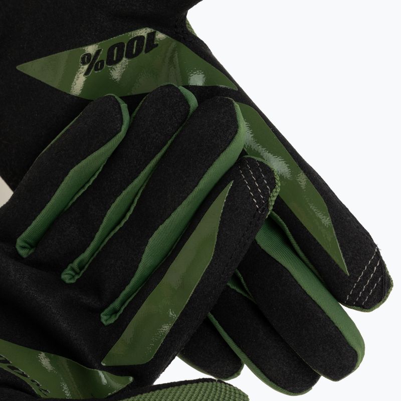 Vyriškos dviratininkų pirštinės 100% Ridecamp army green/black 4