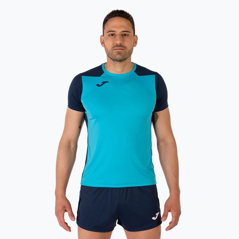 Vyriški bėgimo marškinėliai "Joma Record II fluor" turkio/navy spalvos
