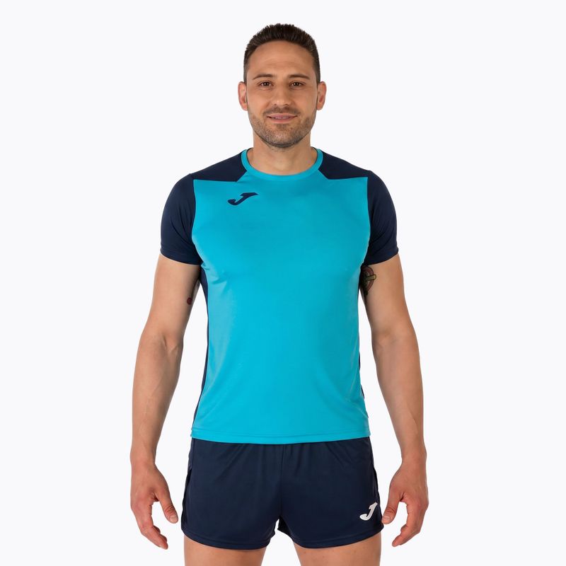 Vyriški bėgimo marškinėliai Joma Record II fluor turquoise/navy 13