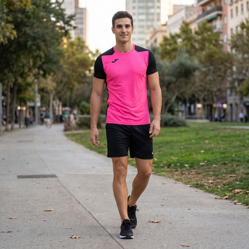 Vyriški bėgimo marškinėliai Joma Record II fluor pink/black 12