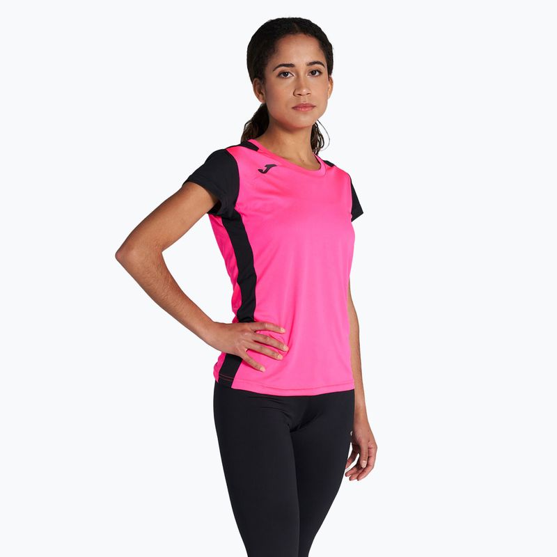 Moteriški bėgimo marškinėliai Joma Record II fluor pink/black