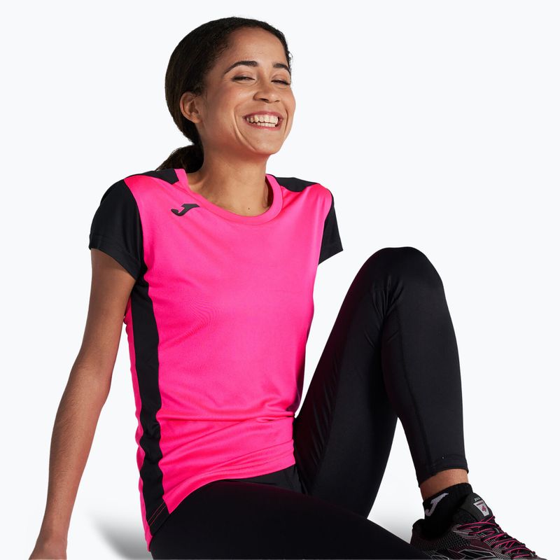 Moteriški bėgimo marškinėliai Joma Record II fluor pink/black 4