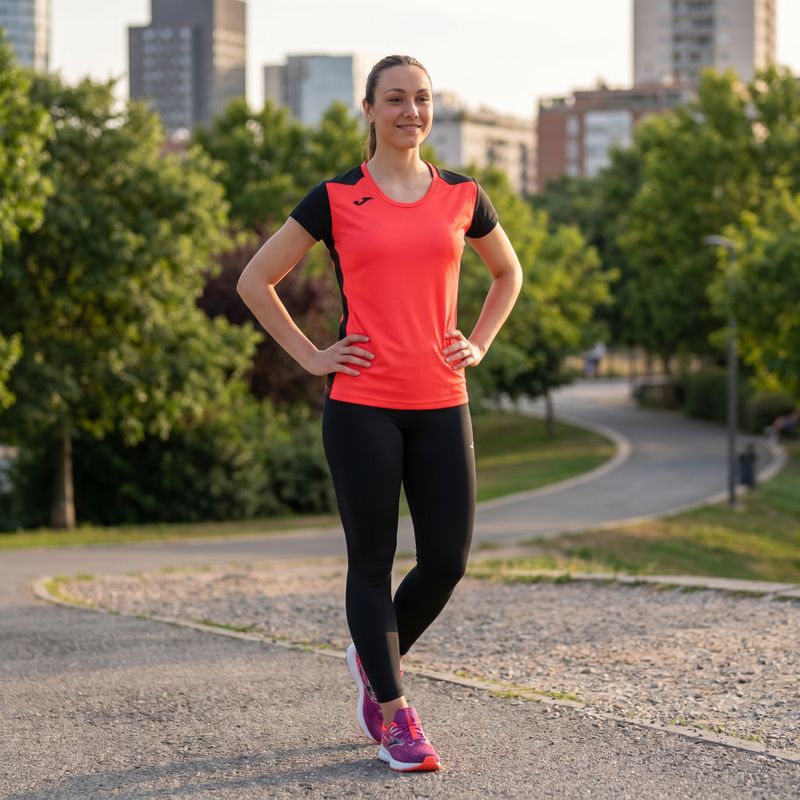 Moteriški bėgimo marškinėliai Joma Record II fluor coral/black 11
