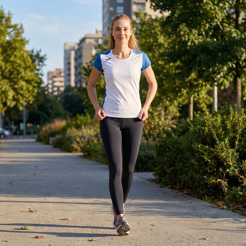 Moteriški bėgimo marškinėliai Joma Record II white/royal 10