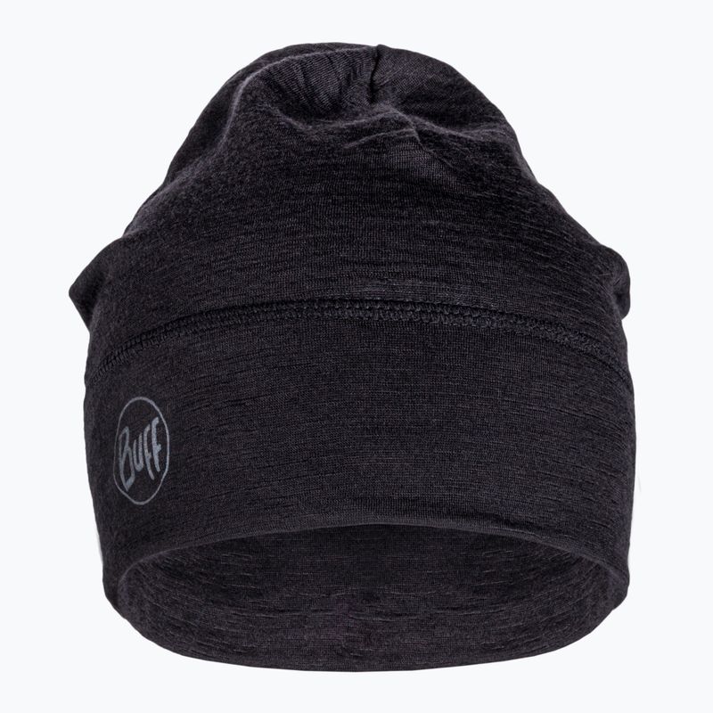 BUFF Lengva Merino vilnos vientisa juoda žieminė kepurė 2