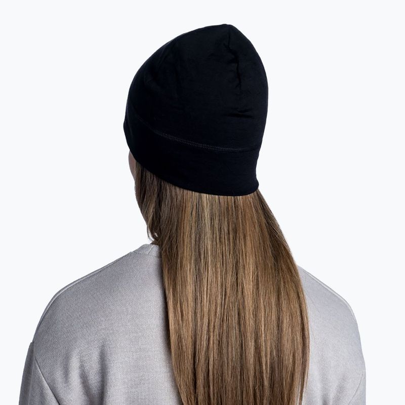 BUFF Lengva Merino vilnos vientisa juoda žieminė kepurė 7