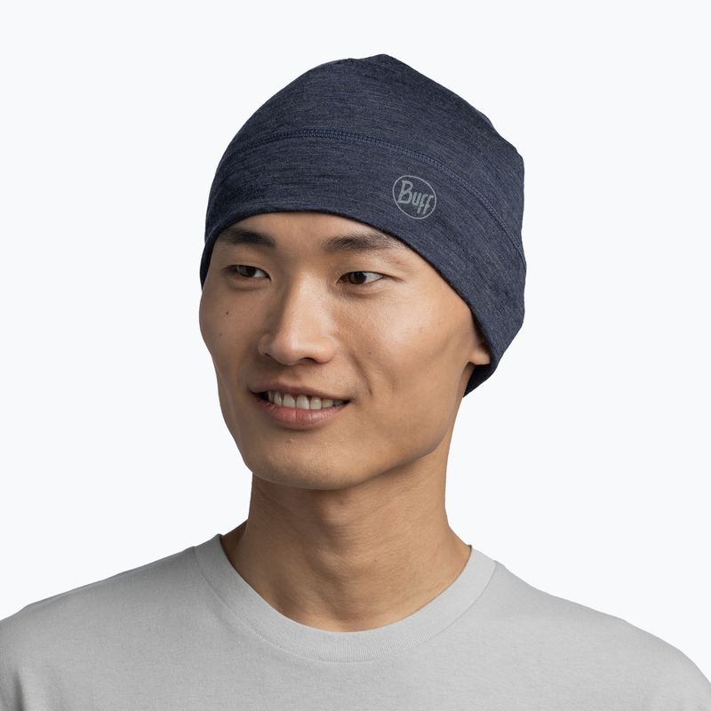 Žieminė kepurė BUFF Lightweight Merino Wool solid night blue 4