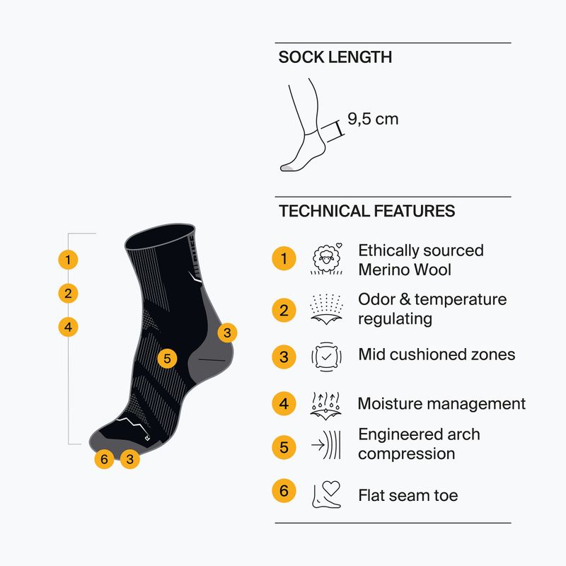 Kojinės BUFF Merino Lightweight Quarter LWQ3 ginger 4