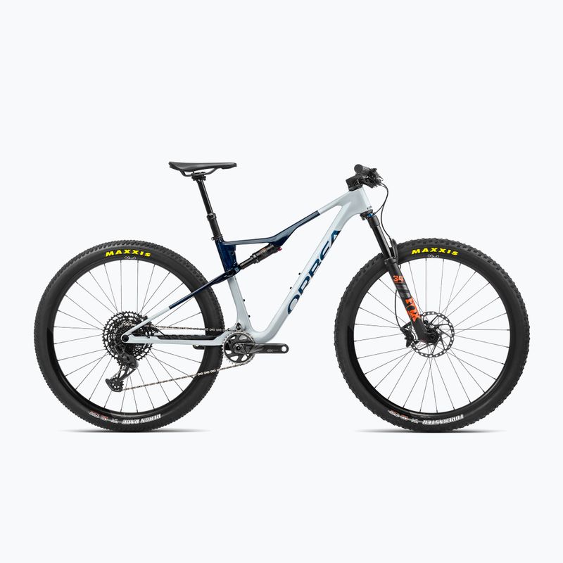 Orbea Oiz M20 2023 halo silver/blue carbon view kalnų dviratis