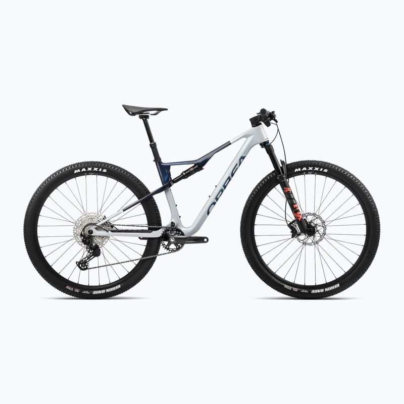 Kalnų dviratis Orbea Oiz M30 2024 halo silver/blue carbon view