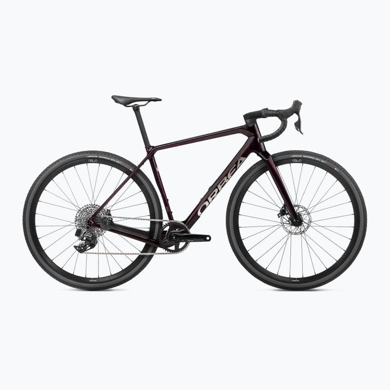 Žvyro dviratis Orbea Terra M31e Team 1X 2024 wine red carbon view