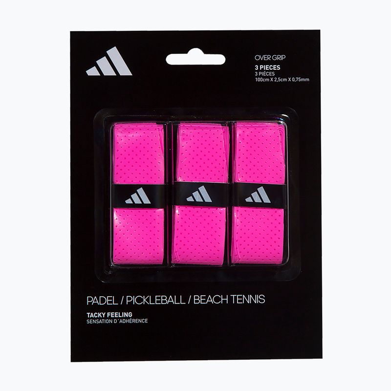 Padelio rakečių apvijos adidas Padel Overgrip Set 3 vnt. pink 4