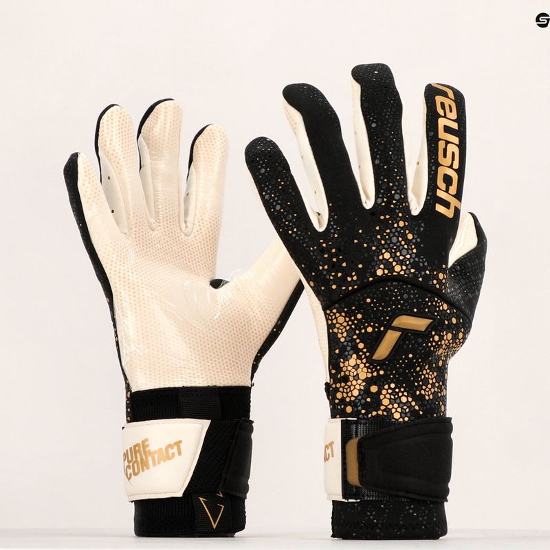 Reusch Pure Contact Gold X GluePrint vartininko pirštinės juodai auksinės 527075-7707 11