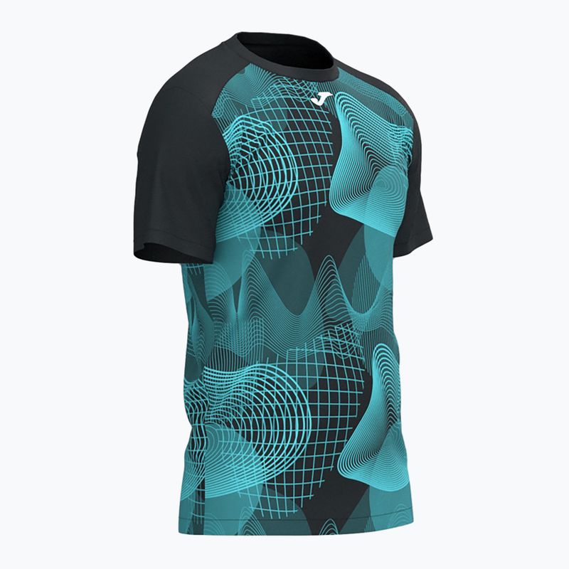 Vyriški teniso marškinėliai Joma Challenge black/turquoise 3