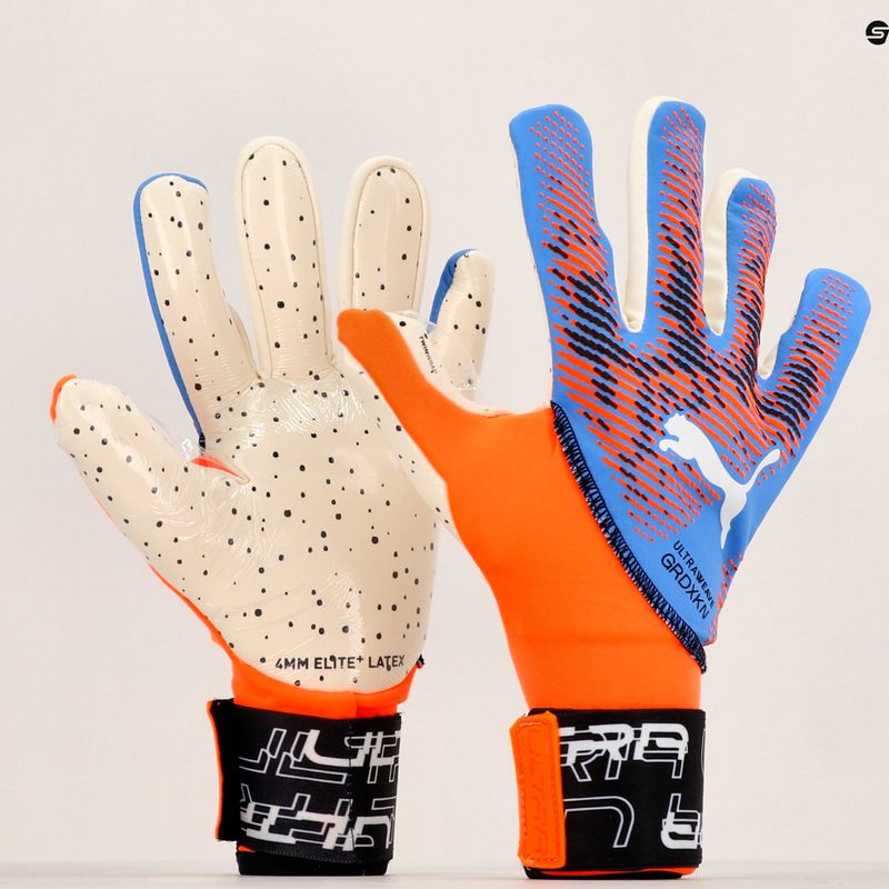PUMA Ultra Ultimate1 NC vartininko pirštinės ultra oranžinės/mėlynos spalvos blizgučiai 11