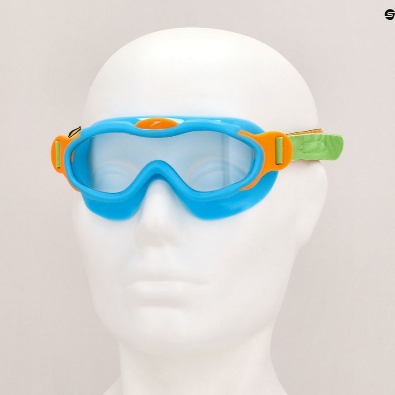 Vaikiška plaukimo kaukė Speedo Sea Squad Mask Jr azure blue/fluo green/fluo orange/clear 8