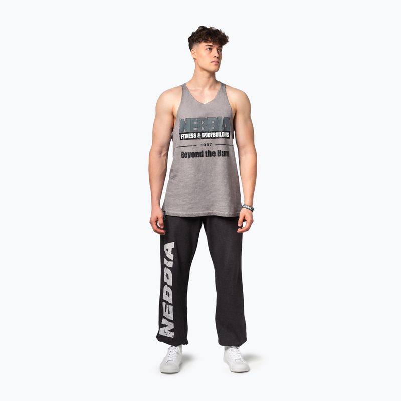 Vyriškas treniruočių tank topas NEBBIA Washed-Off Stringer Max Out light grey 2