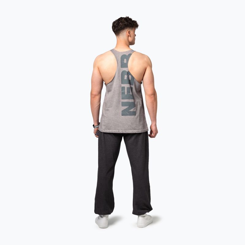 Vyriškas treniruočių tank topas NEBBIA Washed-Off Stringer Max Out light grey 3