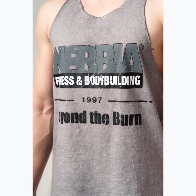 Vyriškas treniruočių tank topas NEBBIA Washed-Off Stringer Max Out light grey 4