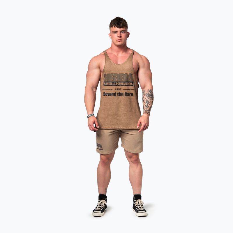 Vyriškas treniruočių tank topas NEBBIA Washed-Off Stringer Max Out light brown 2