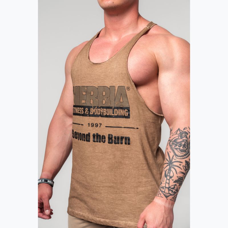 Vyriškas treniruočių tank topas NEBBIA Washed-Off Stringer Max Out light brown 4