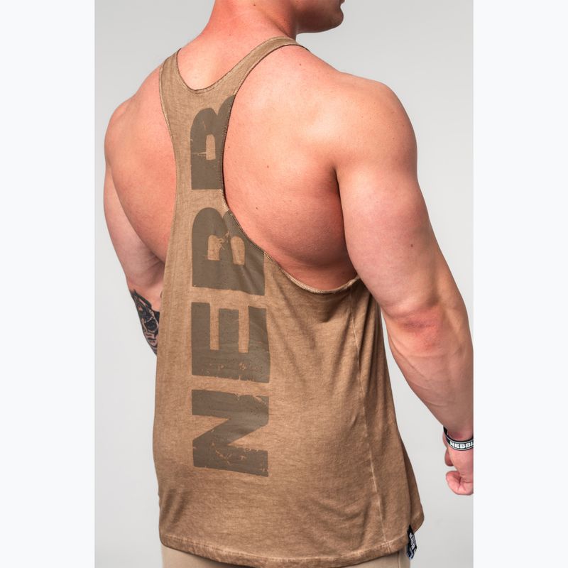 Vyriškas treniruočių tank topas NEBBIA Washed-Off Stringer Max Out light brown 5