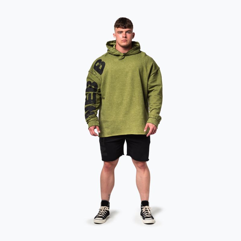 Vyriškas treniruočių džemperis NEBBIA Washed-Off Hoodie NO BS green 2