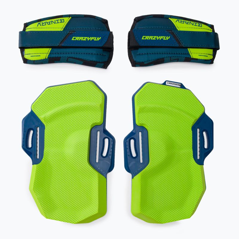 CrazyFly Binary Binding žalios spalvos kitebordo pagalvėlės ir dirželiai T016-0236