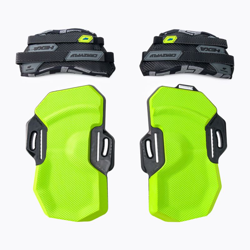 CrazyFly Hexa II LTD neoninės tamsiai mėlynos-žalios spalvos jėgos aitvarų trinkelės ir dirželiai T016-0263