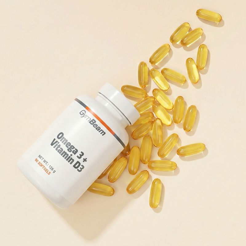 Riebalų rūgštys + vitaminas D3 maisto papildas GymBeam Omega 3 + D3 90 kapsułek 2