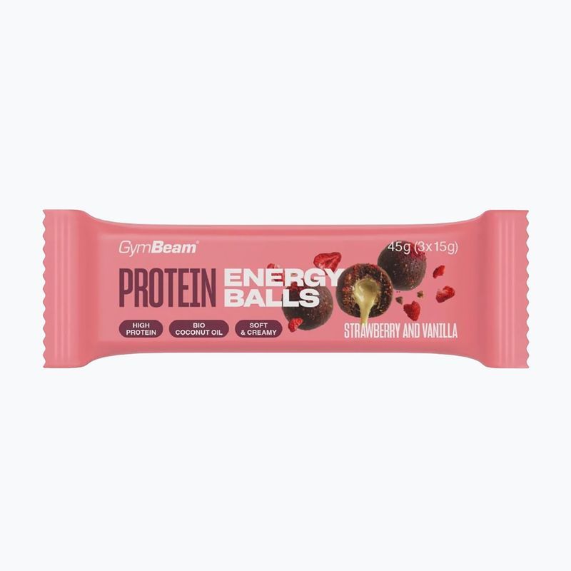 Baltymis batonėlis GymBeam Protein Energy Balls 45 g stawberry vanilla
