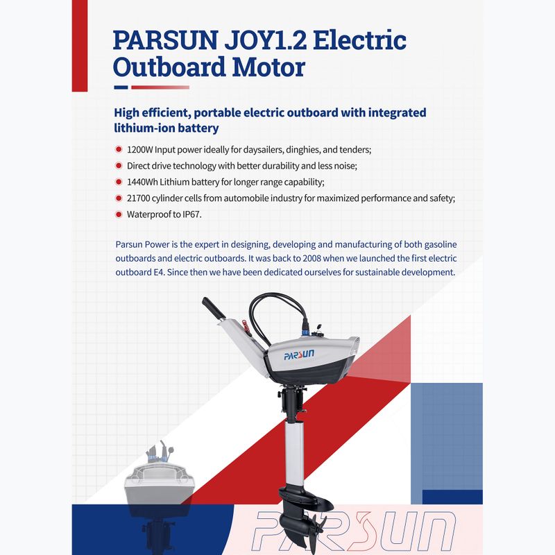 Elektrinis variklis Parsun Joy 1.2 S with battery white 2