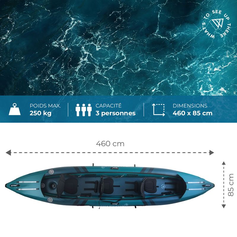Trivietė pripučiama baidarė WATSSUP Cod 460 cm 4