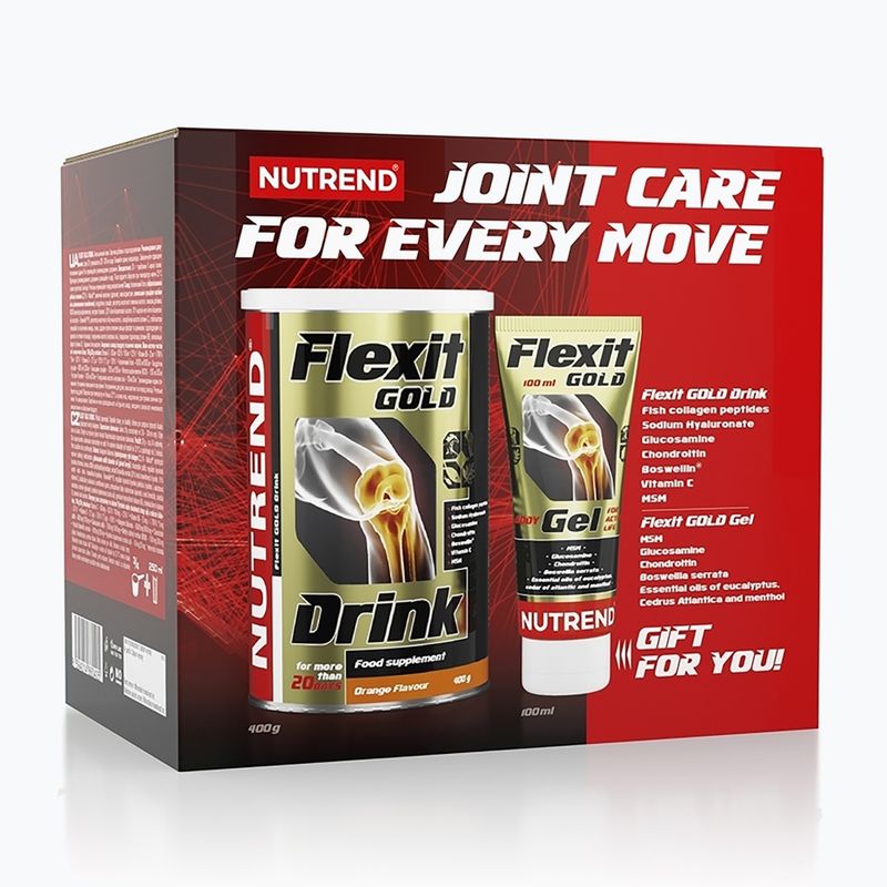 Rinkinys Flexit Drink Gold + Flexit Gold gelis Nutrend sąnarių regeneracija 400 g apelsinų + 100 ml VS-859401
