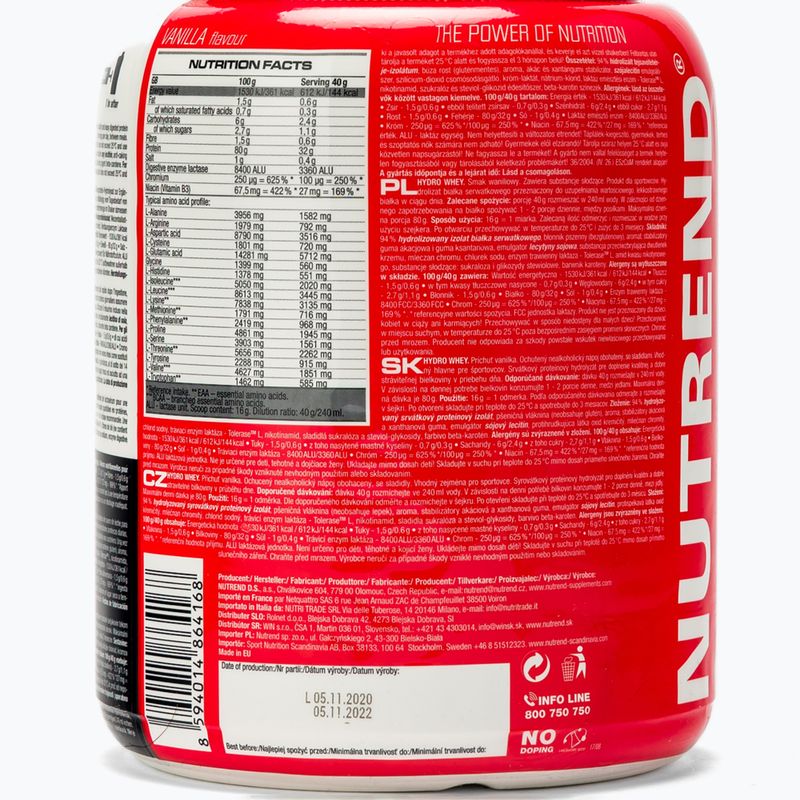 Išrūgos Nutrend Hydro 800g vanilė VS-074-800-VA 3