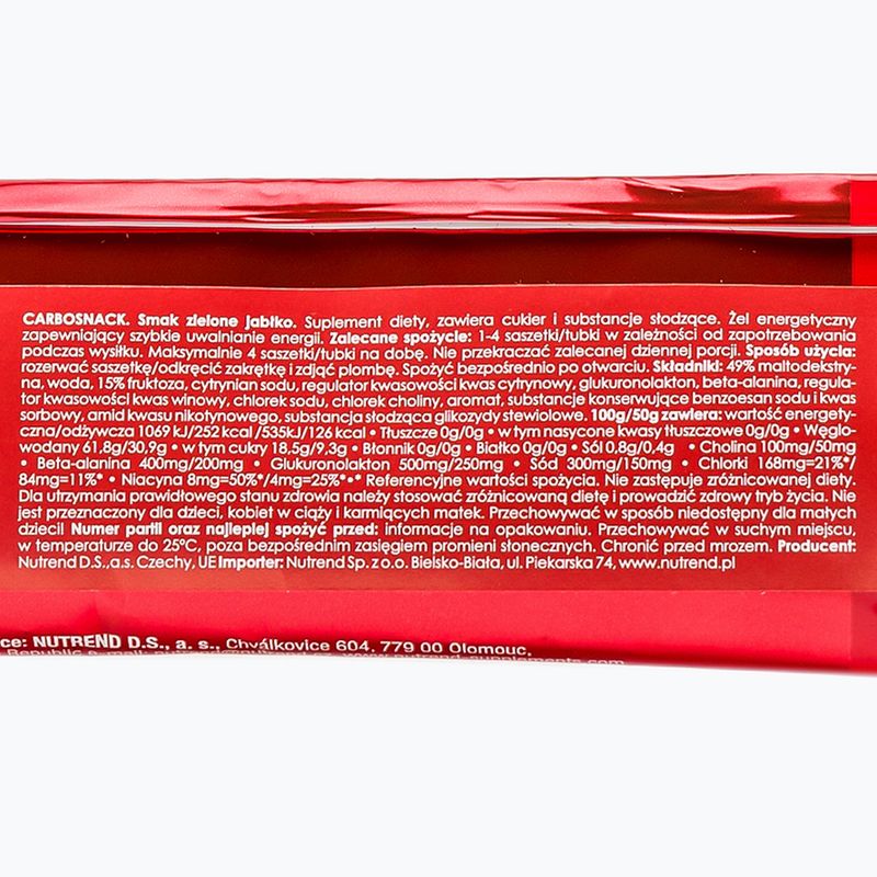 Nutrend Carbosnack energinio gelio paketėlis 50g žalias obuolys VG-004-50-ZJ 2