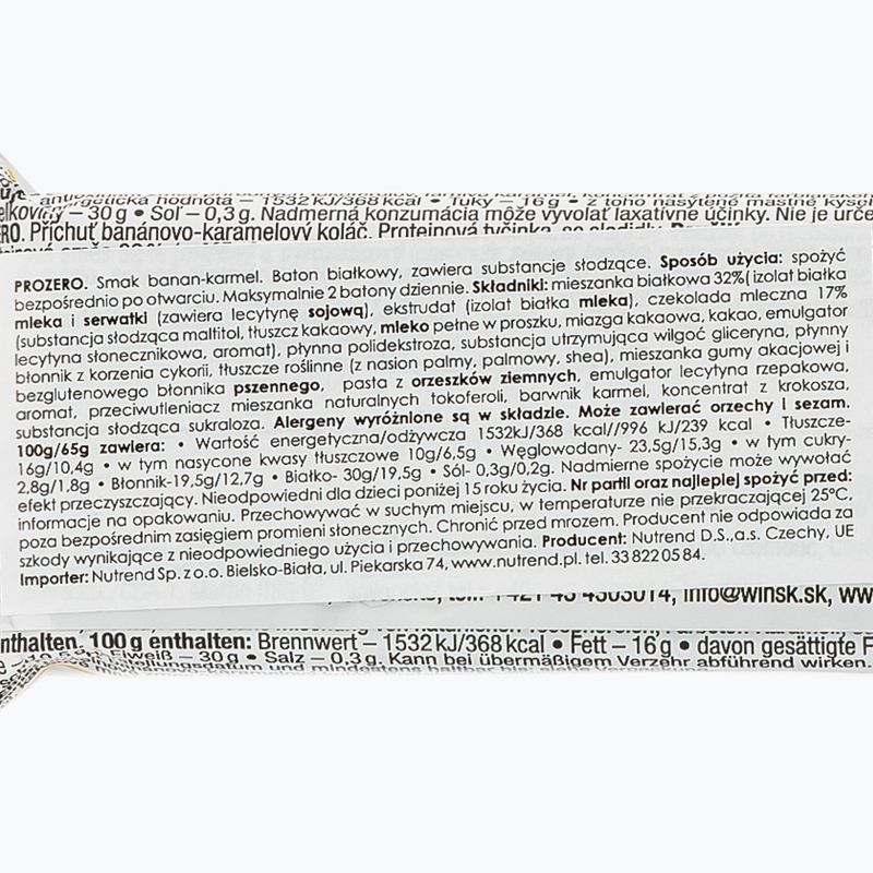 Nutrend Pro Zero baltyminis batonėlis 65g bananinis-karamelinis VM-060-65-BKA 2