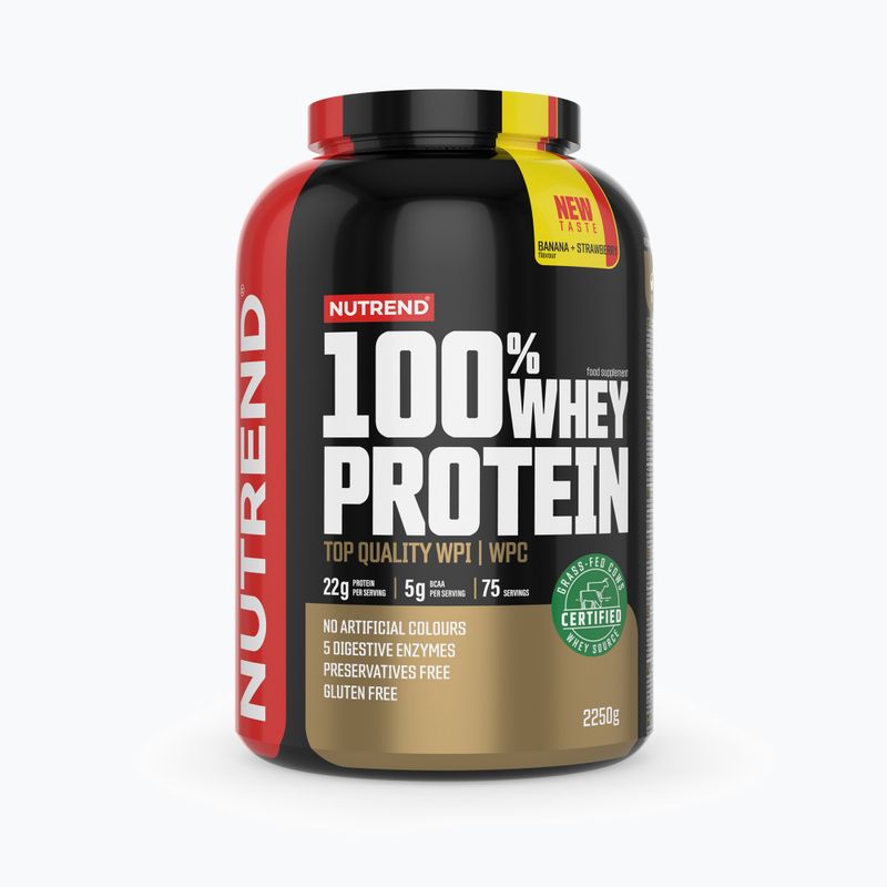 Išrūgos Nutrend 100% baltymai 2,25kg bananų ir braškių VS-032-2250-BAJH