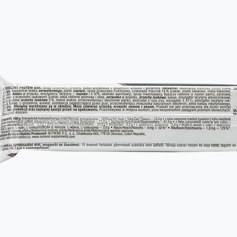 Nutrend Excelent baltymų batonėlis 85g šokoladas-riešutai VM-025-85-ČOO 2